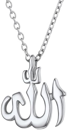 U7 Halsband kvinnor män Allah kedja islam Allah hänge av rostfritt stål/mässing arabisk gud islamisk kedja berlock muslimsk religion amulett halsband modesmycke för födelsedag årsdag, Rostfritt stål
