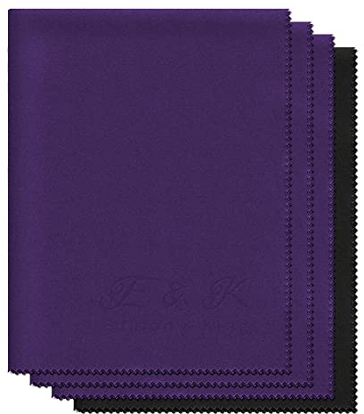 Brillenputztücher im XXL-Format - 4er-Pack Mikrofasertücher (30cm x 40cm, 3xLila, 1xSchwarz)