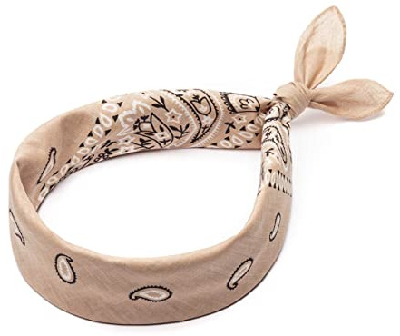 ALLEE DU FOULARD Bandana Coton US Premium - Top Qualité - 53x53 cm - 20 Coloris - Emballage Individuel (Beige)