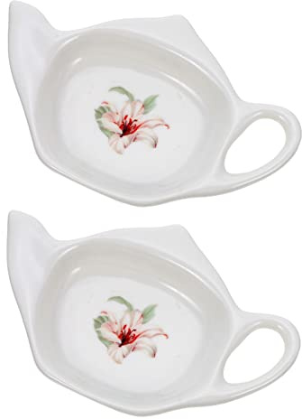 Porte-Sachet de Thé en Céramique 2 Pièces, Coupelle | Finition Soignée, Facile à Laver, Maison Salles de Yoga, Style Délicat et Élégant