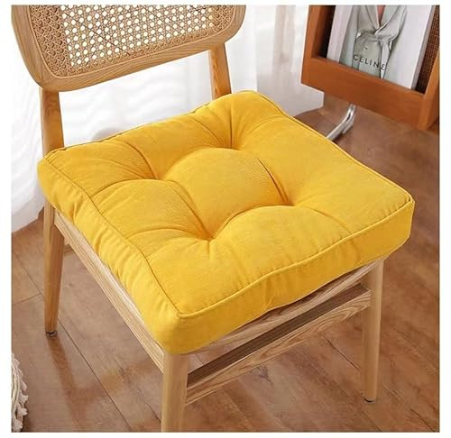 LUBOSE Stuhlkissenbezug mit Bändern, Restaurant, Garten, Sitzkissen, Sitzkissen, Tatami, Bodenkissen, Sofakissen (45 x 45 cm, Gelb)