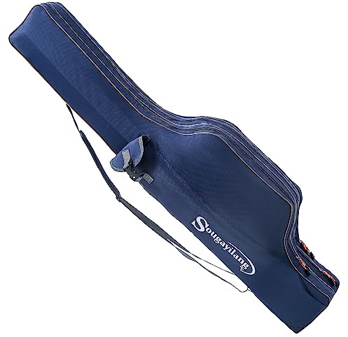 Sougayilang Borsa Per Canne Da Pesca Pieghevole Portatile A 3 Strati Per Canna Da Pesca Di Grande Capacità Borsa Per Attrezzi Da Pesca - 135/165 Cm, Blu-135 Cm, 135Cm, Spensierato