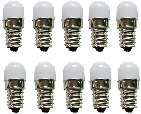 ShuoHui 10 Stück AC/DC E10 Miniatur-Schraub-LED-Lampen Taschenlampen 0,2 W 3000K E10 LED Leuchtmittel 12V Warmweiß,
