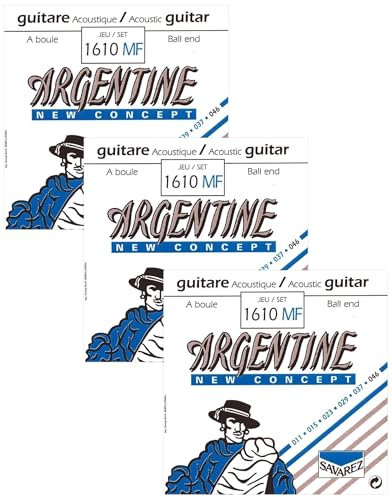 Argentine 1610MF - Jeu de cordes à boule guitare Manouche - tirant 11-46 (Lot de 3)