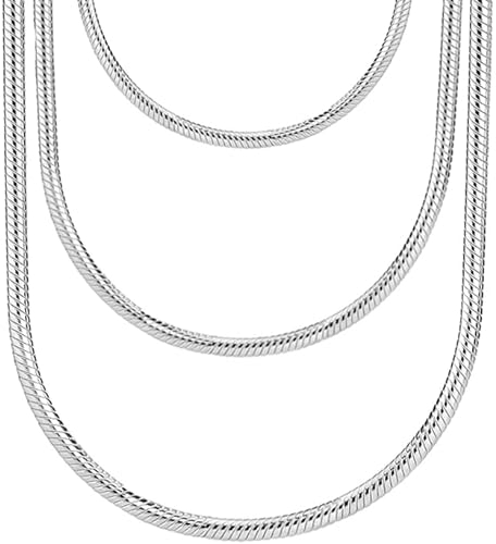Gicko Schlangenkette Silber 925 - Stärke 3mm - Silberketten in Verschiedenen Längen : 40,45,50,55,60 cm Halskette für Damen & Herren (45)