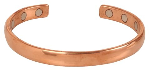 Touchstone Pulsera de cobre de estilo tibetano. Forjada a mano con cobre sólido y de alto calibre para mujeres y hombres, ajustable.