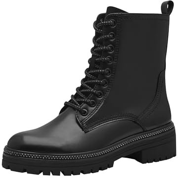 MARCO TOZZI Damen Stiefeletten zum Schnüren mit Blockabsatz mit Reißverschluss, Schwarz (Black), 40 EU