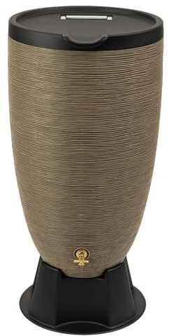 RTS Home Accents 50-Gallon Newport Rain Barrel with Stand and Removable Lid, Sandstone Color