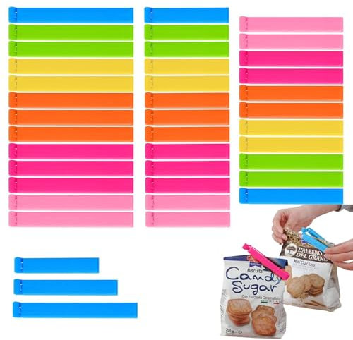 OMBRISA Verschlussclips 40 Stück, Tütenclips Länge 6cm/8cm/11cm, Verschlussklammern, Wiederverwendbare Gefrierbeutel Clips, Tütenverschlüsse für Versiegeln Gefrierbeutel, Snacks, Nüsse, Kaffee