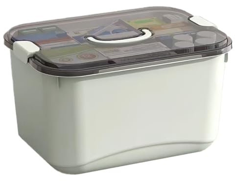 Ayeelamb Medikamentenbox aufbewahrung, Tragbare Medizinbox, 2 Ebene Hausapotheke box, Große kapazität Medikamenten Aufbewahrung für zu hause, im freien, 27x37x22 cm (Grün)