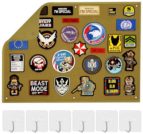 Qaestuan Klettwand 58X45 cm, Taktische Patch-Display-Tafel, Klettfläche mit Ösen, Faltbare Klettmatte für Militär-Aufhängung (Braun)