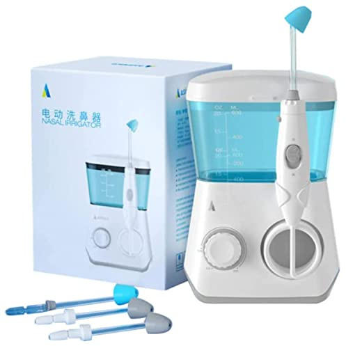 Pulserande nasal sinus bevattningssystem näsrengörare elektrisk neti gryta nässköljmaskin för sinus, stoppad näsa och allergilindring, nasal sinus sköljningssats för vuxna och barn, 600 ml