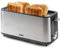 DOMO DO967T Grille-pain à fente longue – Pour 4 toasts – Avec grille réchauffe-viennoiseries intégré – Acier inoxydable – 1350 W