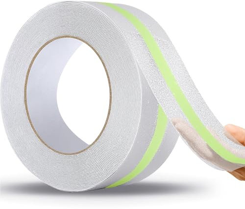Nastro adesivo antiscivolo Glow,Fluorescente antiscivolo si illumina al buio, striscia luminosa autoadesiva, impermeabile, nastro fluorescente per scale, pareti