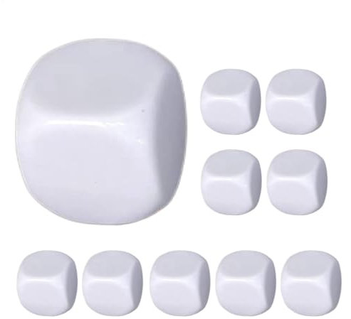 Dadi cancellabili a secco, dadi bianchi | 10 blocchi di dadi arrotondati in acrilico - Scrittura a sei lati su cubi bianchi per creare blocchi di numeri adesivi per il conteggio matematico