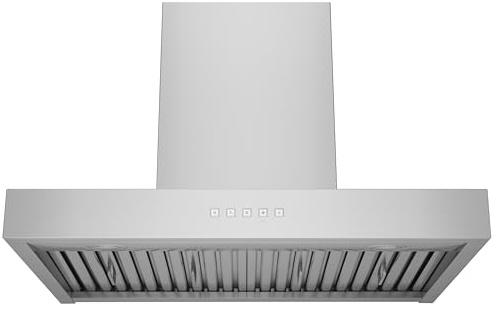 Hauslane Wall Mount Range Hood 30” WM-730 Low Noise 4 Speed Performance Contemporary Design, Chef Model, Full-Size Handles, Professional-Grade Baffle Filters, LED Lamps, Stainless Steel