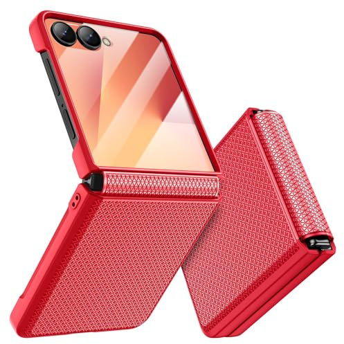 Doeshine für Samsung Galaxy Z Flip 7 Hülle mit Scharnierschutz,Rot