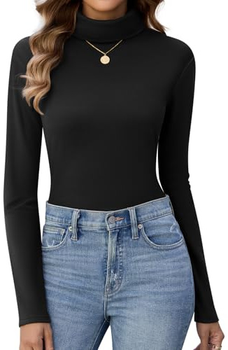 Niwicee Maglia Termica Donna Collo Alto Manica Lunga Termico Intimo Invernale Traspirante Abbigliamento Elasticizzato Termico Donna Dolcevita Maglie Thermal Basic Top (Nero, XL)