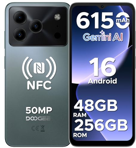 DOOGEE Note56 Plus Telefono Movil Andriod 16, 48GB+256GB/2TB Smartphone Octa Core 6.56 HD+ 90Hz Móvil, Batería 6150mAh, 50MP+8MP, Teléfono Móvil 8.5mm, Dual SIM 4G/ GPS/NFC/Huella Dactilar/Face ID
