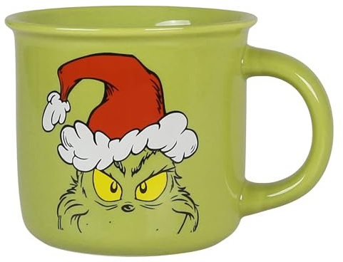 sarcia.eu Grinch Taza navideña con asa, Cerámica, taza para té, verde 370 ml (D)