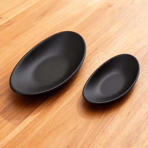 2Pack Black Key Bowl & Trinket Dish Set, Matte Home Decor Accessories, 2-Size Decorative Trays for Hallway, Dresser, Jewelry & Potpourri