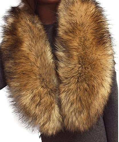Genérico Cuello Pelo Sintetico Mujer Bufanda Piel Sintética Invierno Elegante Cálido Clásica Bufanda Termica Estola Pelo Abrigo Bufandas Esponjosa Larga Mullida