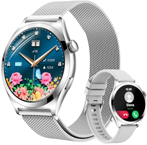 Fitonme Montre Connectée Femme avec Appel Bluetooth, 1,27 HD Montre Fitness Femme, Fréquence Cardiaque SpO2 Suivi du Sommeil, Étanche IP68, 120+ Modes Sport, Fitness Tracker iOS Android (Argenté)
