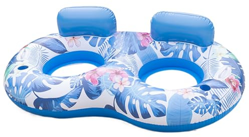 Floating Pool Raft - Comfortable Inflatable Lounge Seat, Quick-Inflate Blow Up Chair with Non-Slip Bottom and Headrest Cushion, Perfect for Outdoor Water Activities Beach Lake River Resort Pool Partie
