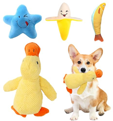 ZXTGBQ Juguetes para Perros, Amarillo Juguetes AntiestréS, Juguete Chirriantes De Pato, Squeak Interactivo Juguete para Cachorros para Perros PequeñOs Y Medianos