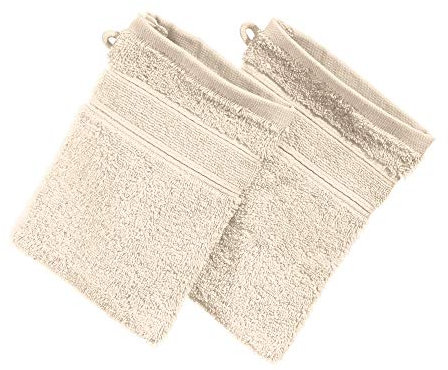 Erwin Müller Waschhandschuh Karlsruhe 2er- Pack 100% Baumwolle Natur Größe 15x21 cm - extrem saugstark, leicht, flauschig weich, hautschmeichelnd (weitere Farben)
