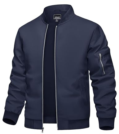 TACVASEN Mens Sportswear Jackets Leisure Outdoor Jackets for Men Autumn Windbreaker Jacket Casual Varsity Sports Jackets, Navy Blue, L