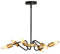 HOMCOM Kronleuchter Hängelampe Chandelier 6-flammig höhenverstellbar Pendelleuchte Deckenleuchte Industrial mit E27 Lampenfassung für Wohnzimmer Schlafzimmer Metall Schwarz+Gold Ø48 x 120 cm