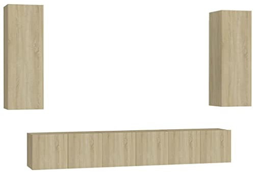 vidaXL Ensemble de Meubles TV 5 pcs, Ensemble d'Armoires de Télévision avec Rangement, Meubles Télé de Salon, Chêne Sonoma Bois d'Ingénierie