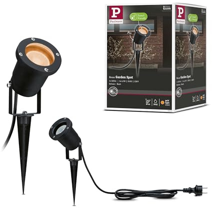 Paulmann 94731 LED Außenleuchte Gartenstrahler Goldlicht insektenfreundlich IP65 rund 92mm 2200K 4,3W 320lm 230V Schwarz Metall Goldlicht GU10 rund