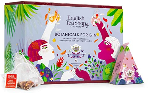 ETS Botanicals for Gin Gewürze BIO | 12er Geschenk Set mit 3x4 hochwertigen Gin Tonic Gewürz-Mischungen | DIY Gin Botanicals in Pyramidenbeutel