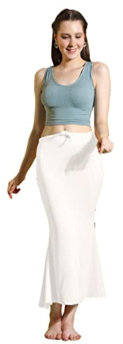 Jaanvi fashion Women's Cotton Blend Saree Shapewear Petticoat for Women, Cotton Blended,Petticoat,Skirts for Women,Shape Wear Dress for Saree Shaper (fish-shapewear-white-m)