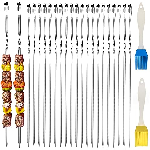 20 Pezzi Spiedini Acciaio Inox Per Barbecue,30cm Spiedini In Acciaio Inossidabile,Spiedini Per Barbecue,Spiedini Per Barbecue Riutilizzabili,Per Spiedi Di Carne Per Barbecue All'Aperto
