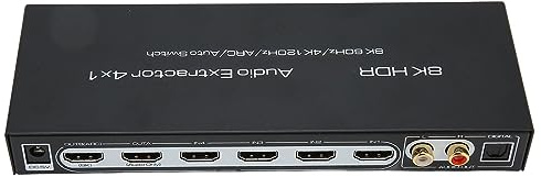 Convertidor Extractor de Audio HDMI 8K 60HZ, 1X4, Salida SPDIF/RCA Compatible con HDMI 2.1, Ancho de Banda de 1 GHz, ARC, HDR/Dolby HD/DTS HD/Dolby Atoms/Dolby AC3/DTS/LPCM