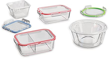 CURVER Glass Airtight Container (6pcs) - 780ml with Clip Lock - Easy Storage & Keeps Fresh - Freezer & Oven Safe