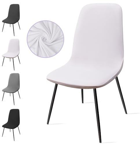 Eozakavod Stuhlhussen 4er Set, Stretch Stuhlbezug Esszimmerstühlhussen Universal Stuhlhussen Abnehmbarer Waschbarer Stuhlabdeckung für Esszimmer,Hotel,Bankett,Hochzeit,Partys Deko(C-Weiß,4er Set)