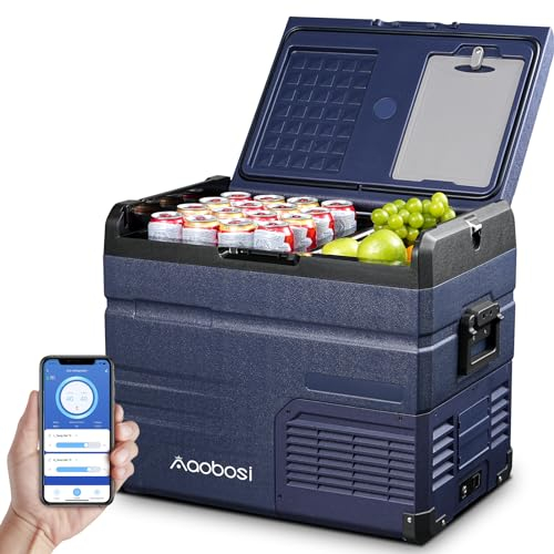 AAOBOSI 46 L Kompressor Kühlbox Dual Zone, Kühlbox Auto Mit WiFi-APP-Steuerung USB-Anschluss, 12/24 V und 100-240 V Kühlbox bis -20 °C für Auto, LKW, Boot, Reisemobil, Camping
