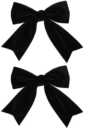 2pcs Velvet Hair Bows Black Hair Ribbon Clips 4 Big Fall Alligator Barrettes Hairpins Handmade Dress Outfit Decor Accessories for Toddlers Teens Girls School Kids Child Women