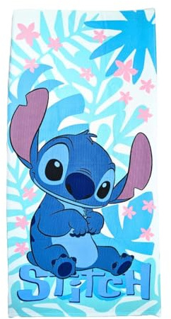 My sweety pop - Stitch strandhandduk - badhandduk - Lilo och Stitch - Barn - 70 x 140 cm - 100 % polyester - semester - presentidé - Stitch - vit/blå