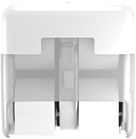 Tork OptiServe 4-Roll Coreless Toilet Paper Dispenser White T7, Vertical Dispenser, Elevation Design, 558051