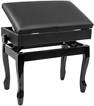 Höhenverstellbare Keyboardbank mit Ledersitz und Aufbewahrungsbox 10cm H 55x34x47 57cm schwarz