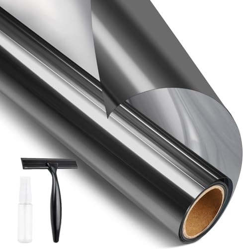 STATINT Reflective One Way Privacy Window Film, Black-silver, 60x200cm | UV Blocking and Heat Control, Anti Glare Static Cling Removable Mirror Tint, Daytime Privacy for Home & Office
