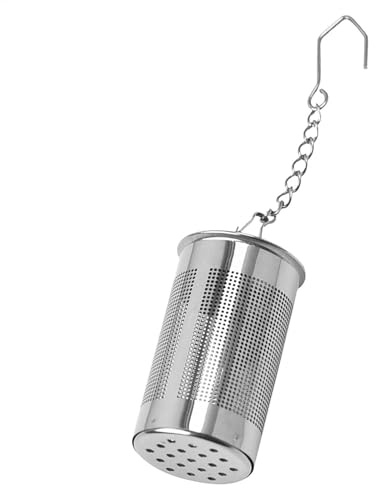 Colador de té de acero de alta calidad, para hojas sueltas, soporte para especias, filtro de malla de metal fuerte, infusor de cesta redonda con mango de fácil agarre, gancho de cadena para teteras