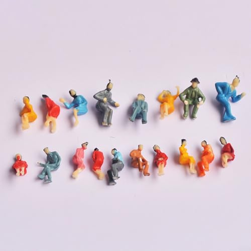 SMZhomeone Lot de 100 figurines peintes à l'échelle 1:100 - Figurines peintes - Modèles de personnes passagers tous assis pour modélisme de train - Échelle HO