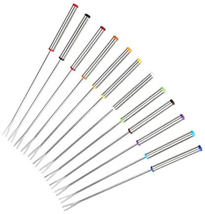 SOLUSTRE 6Pièces Fourchettes à Fondue Acier Inoxydable avec Poignée Résistante Chaleur pour Chocolat Fromage et Guimauves Rôties