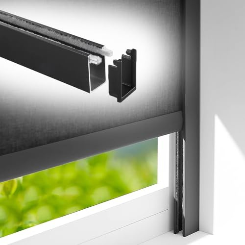 2 Pcs U-Shaped Window Shades Side Rail Light Blocker Strips for Privacy, Nursery & Bathroom, 60in Black Panels for Sleep Enhancement & Light Control